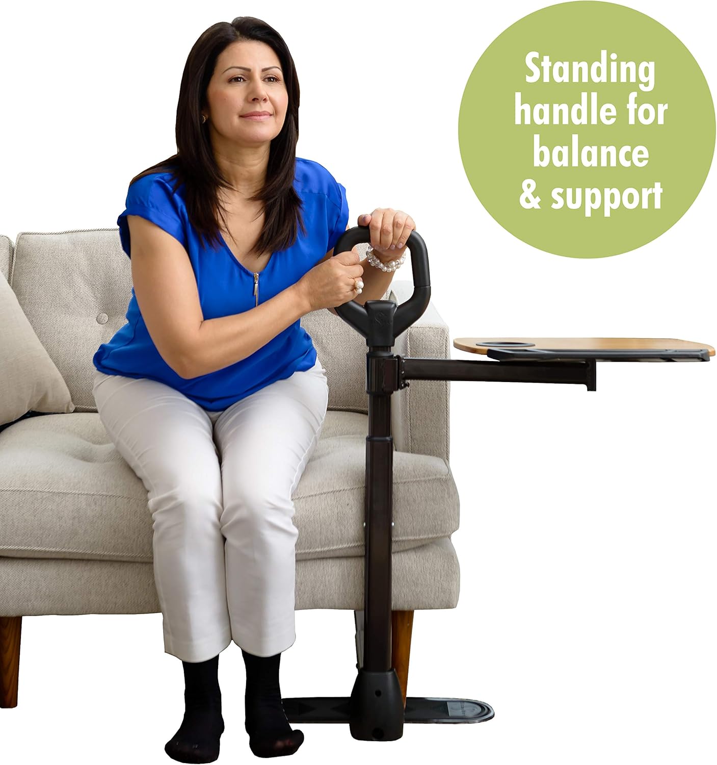 Able Life Able Tray Table, Adjustable Bamboo Swivel TV and Laptop Table with Ergonomic Stand Assist Safety Handle, Independent Living Aid: Health & Personal Care