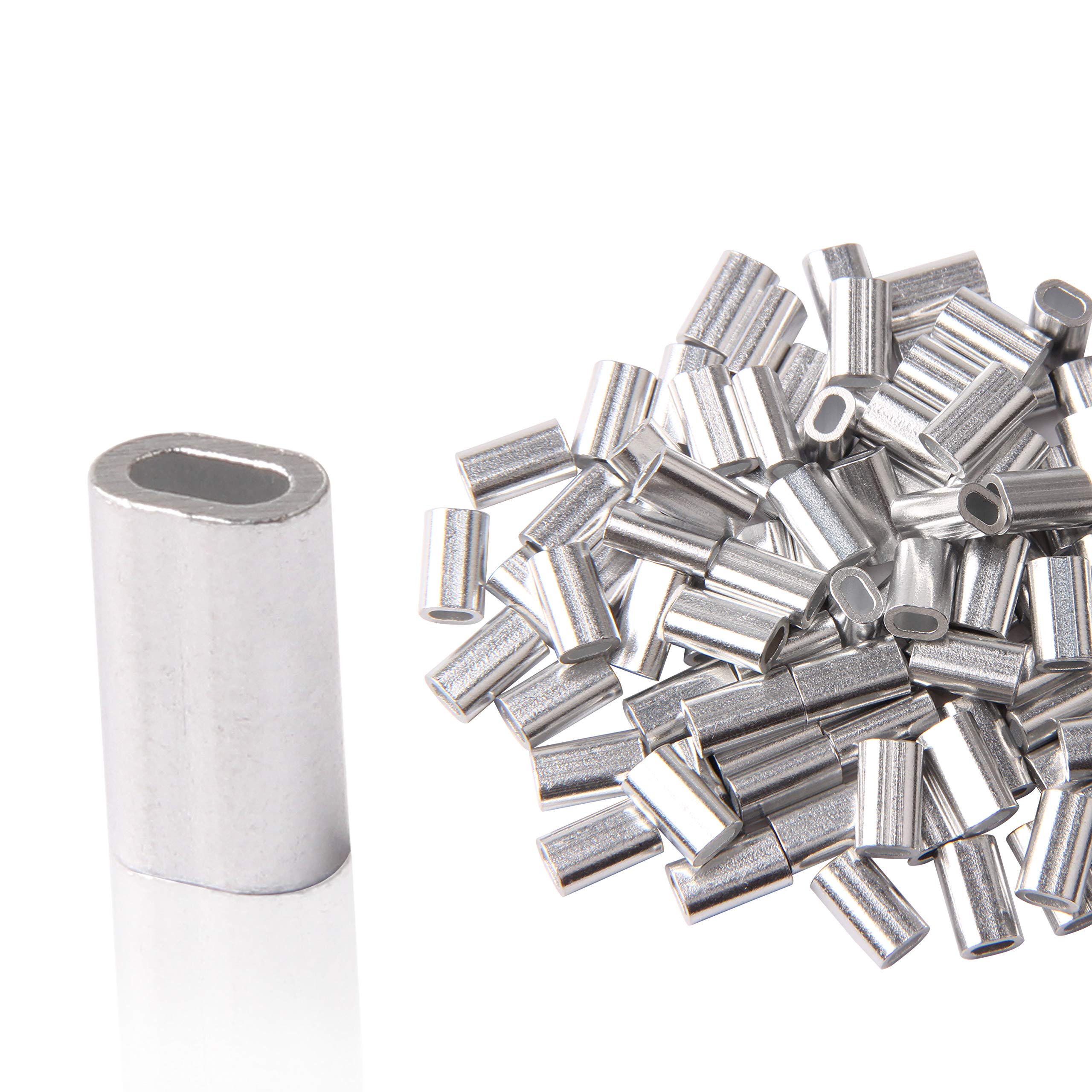 Aluminum Single Barrel Crimp Sleeves 100pcs Round Fishing Line Tube Connectors for Leader Rigging(1.2mm-100pcs)