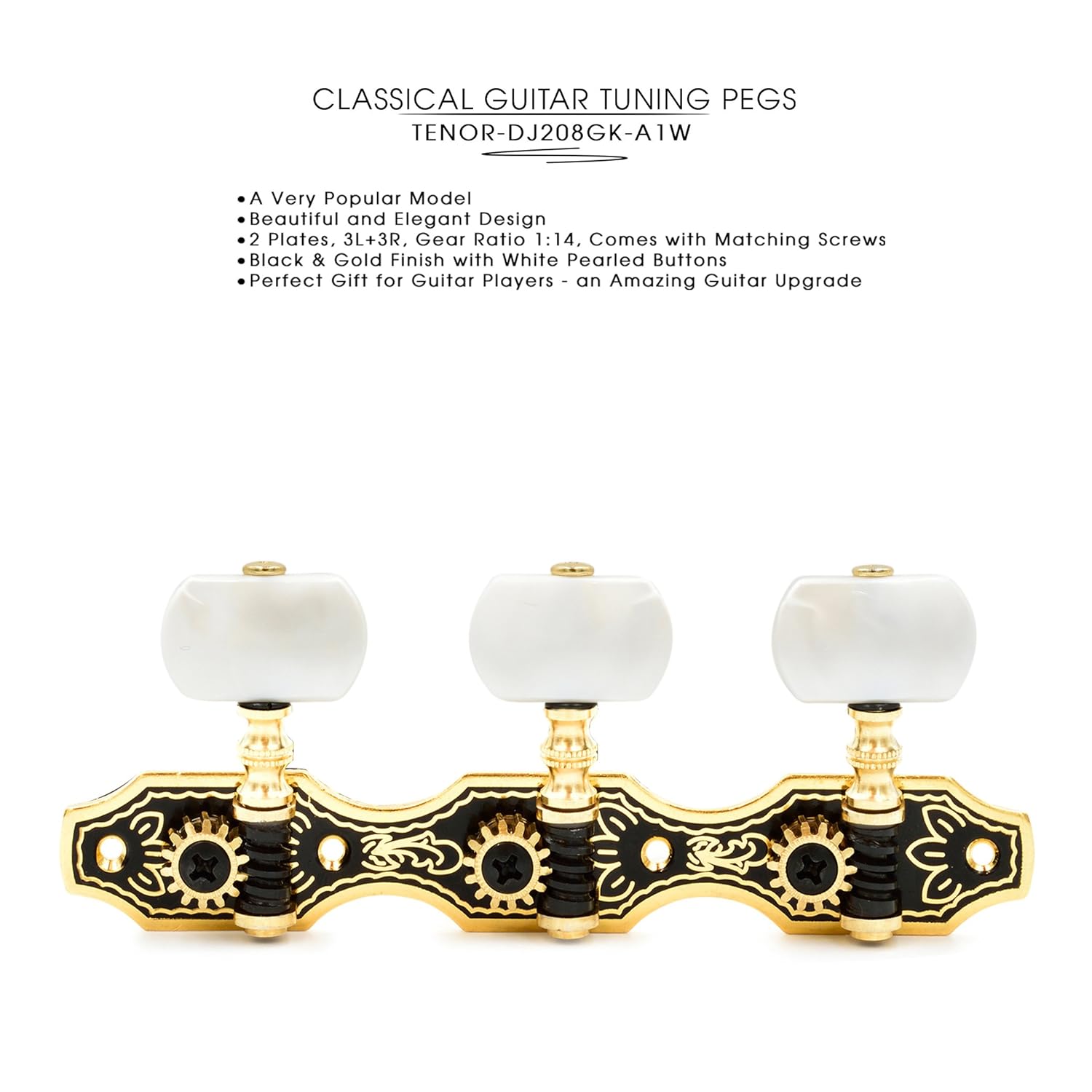 Tenor Acoustic Guitar Tuners - Musical Instruments Tuning Pegs Dj326g D5b Tenor Acoustic Guitar Tuners Tuning Key Pegs Machine Heads For Acoustic Guitar With Gold Plated Finish And Black Buttons