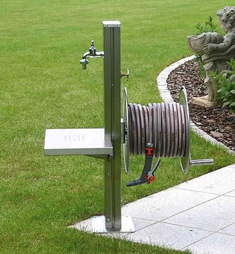 Colonne D'eau De Jardin En Acier Inoxydable - Robinet Laiton - Hauteur 60 Cm - Idéal Villa, Cour, Station Lavage