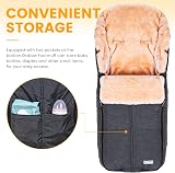Orzbow Universal Footmuff for Stroller Dark Grey Warm Faux Sheepskin Liner view 4