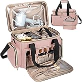 GDNasist Large Makeup Bag, Portable Travel Makeup Bag Organizer for Women Girls with 2 Removable Pouches & Detachable Dividers, Cosmetic Travel Bag, Toiletry Bag for Makeup and Hair Supplies Pink
