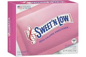IN THE RAW Sweet'N Low Zero Calorie Sweetener Packets, 250 Ct, Kosher & Gluten Free, Low Glycemic Index, Individual Tea and Coffee Sweetener Packets