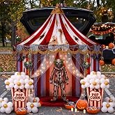 Novabright 103 Pcs Halloween Circus Carnival Trunk or Treat Car Decorations | Creepy Circus Design, Halloween Carnival Decorations, Scary Clown Backdrop Balloons for Car Garage Door Truck Suv Outdoor