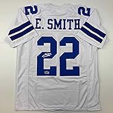 Facsimile Autographed Emmitt Smith Dallas White Reprint Laser Auto Football Jersey Size Men's XL