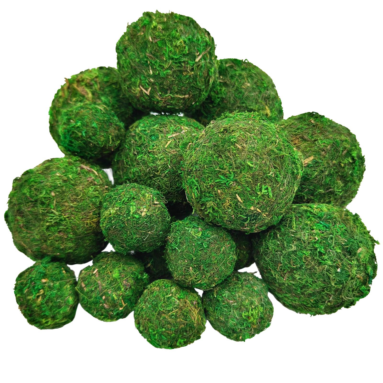 Photo 1 of 16 Pcs Moss Balls Set - 8x3.15" + 8x1.6" Handmade Green Moss Balls for Home Décor, Vase Fillers, Decorative Balls for Bowls, Garden Crafts, DIY Art & Wedding Displays | Decorative Balls Centerpieces