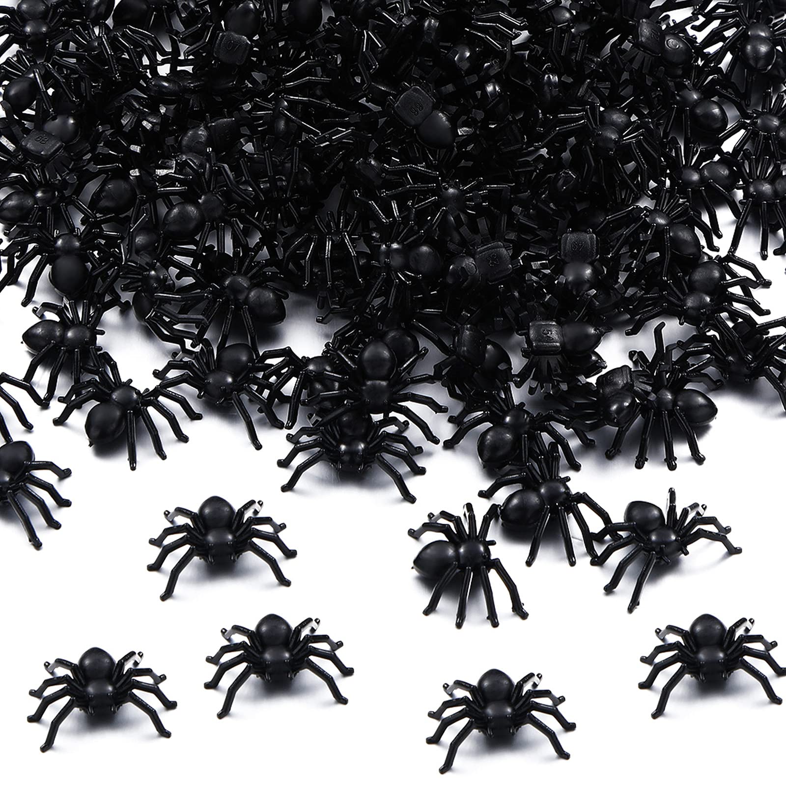 Photo 1 of 150 Pieces Plastic Spider Mini Fake Spider, Spider Toy Prank, Halloween Realistic Spider for Costume Parties Carnivals Halloween Joking Decor Cemetery Theme (Medium)