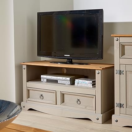 Home Source Corona Grey Two Tone Tv Stand 2 Drawer Televsion