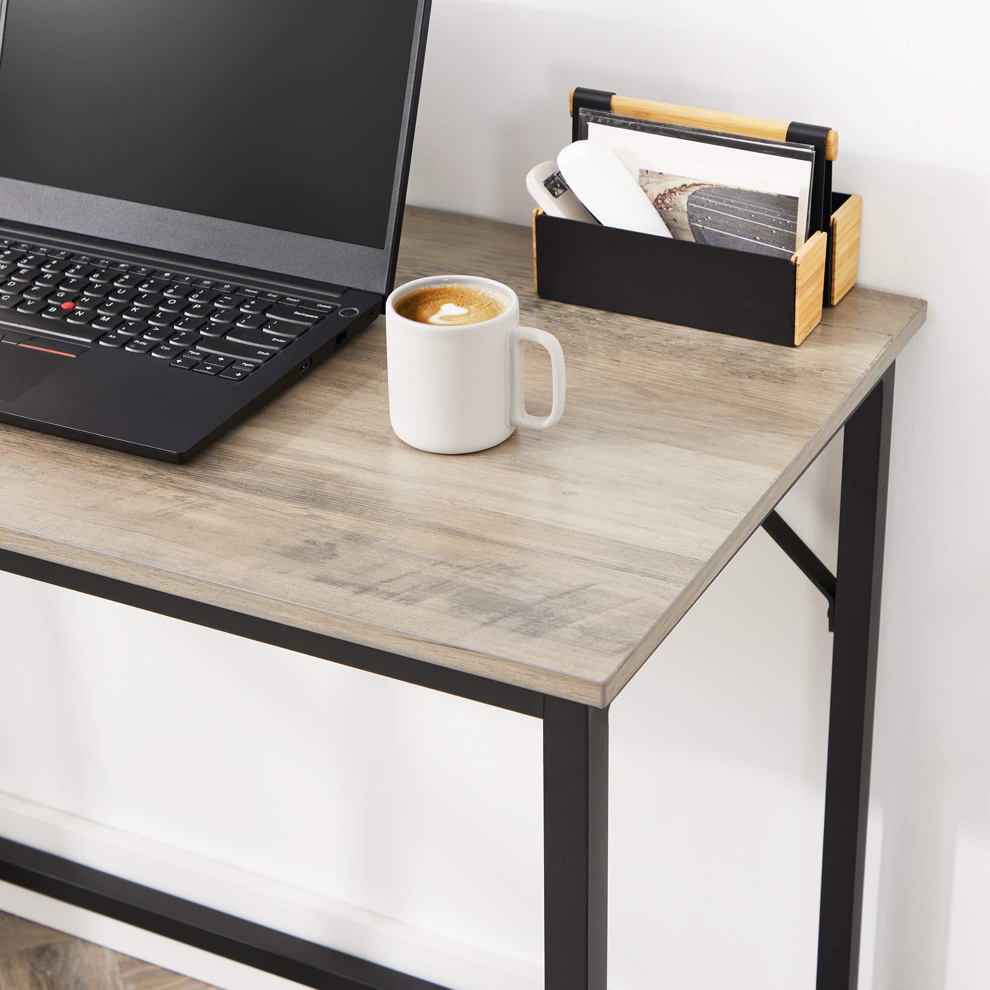 VASAGLE Computer Desk, Gaming Desk, Home Office Desk, for Small Spaces, 19.7 x 39.4 x 29.9 Inches, Industrial Style, Metal Frame, Greige and Black ULWD041B02