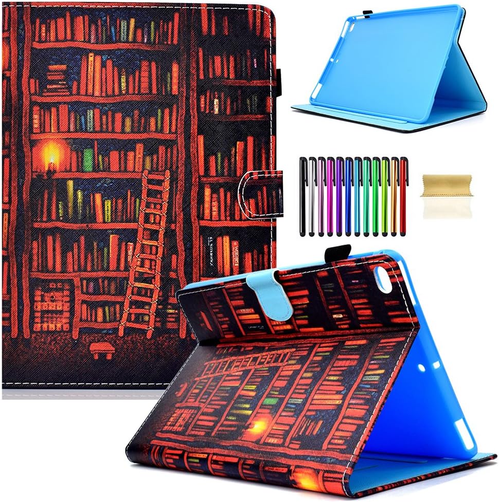 Bookcase Pattern iPad 9.7 inch 2018 2017 Case/iPad Air Case/iPad Air 2 Case PU Leather Folio Smart Cover with Auto Sleep Wake Stand Wallet Case for Apple iPad 6th/5th Gen,iPad Air 1 2 (Brown2)