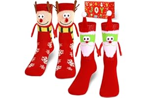 U-Goforst Funny Christmas Socks Magnetic Hand Holding Socks Novelty Crazy Socks White Elephant Gifts for Women Men Couples