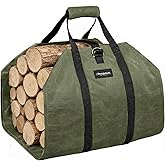 Amagabeli Firewood Carrier Waxed Canvas Log Tote Carrying Bag Heavy Duty Fire Large Wood Fireplace Carrier Bag with Handles for Camping Firewood Log Holder Wood Sling Cabin Stove Accessories