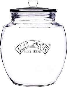 Kilner Glassware Universal Storage Jar, Durable Multi-Purpose Glass Container with Airtight Push-top Lid, 135-Fluid Ounces