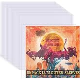 50 Pack 4 Mil Thick Vinyl Sleeves, 12.75" X 12.75" Vinyl Record Sleeve Clear Plastic, Outer Sleeve Record Protector for Storing Single and Double LP Albums, Record Sleeves Protection from Scratches