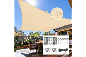 CNCZMH Rectangle Sun Shade Sail Outdoor Patio, 9.8x6.56ft Waterproof Sun Shades Canopy, UV Resistant, Sunshades for Patio, Yard, Deck, Garden, Hardware Kits (Beige)