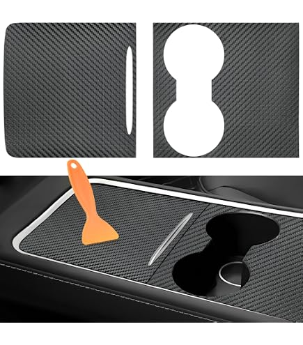 Kit De Envoltura De Consola Central En Fibra De Carbono Para Tesla Model Y (2021-2025) Y Model 3 (2021-2023) - Antirrayaduras, Fácil Instalación