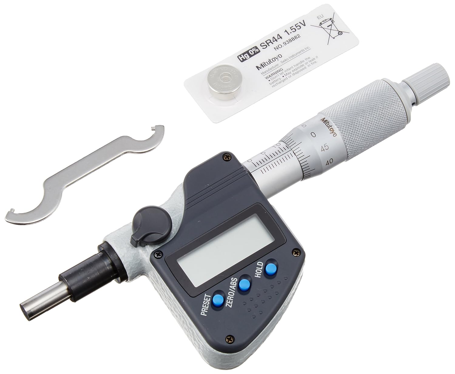 Mitutoyo 35025130 MHN125MX Micrometer Head, 10 mm Stem, 25 mm, 0.001