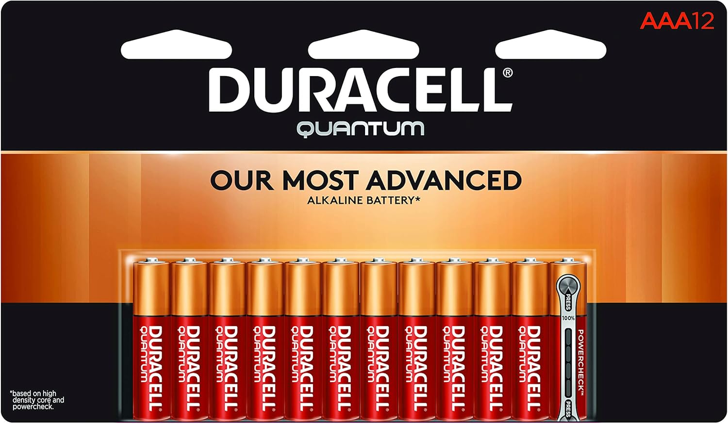 Duracell - Quantum AAA Alkaline Batteries - Long Lasting, All-Purpose Triple A Battery for Household and Business - 12 Count