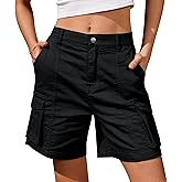 IVIR Bermuda Shorts for Women Cargo Shorts Knee Length 6 Pockets Elastic Waist Long Shorts for Summer Casual