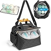 Wearable Breast Pump Bag Portable Breast Pumping Travel Bags for Work Mom Breastmilk Cooler Carrying Case for 6 Bottles with Adjustable Shoulder Strap Dividers Changing Mat