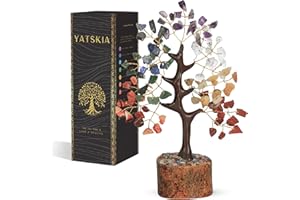 YATSKIA Seven Chakra Tree - Crystal Tree of Life - House Warming Gifts New Home - Chakra Stones - Gemstones and Crystals - Crystal Decor - Chakra Decor - Crystal Gifts for Women - Gemstone Tree