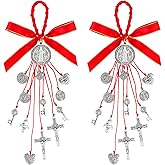 2 Pack Saint Benedict Medal Protection Blessing Charm, St Benedict Crucifix, Protection Catholic Charm Amulet with Crucifix for Men Women, Car Rear View Mirror, Home Decor & Religious Gifts