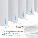 Linen Look Shower Curtain 182x182cm with Metal Hooks White view 7
