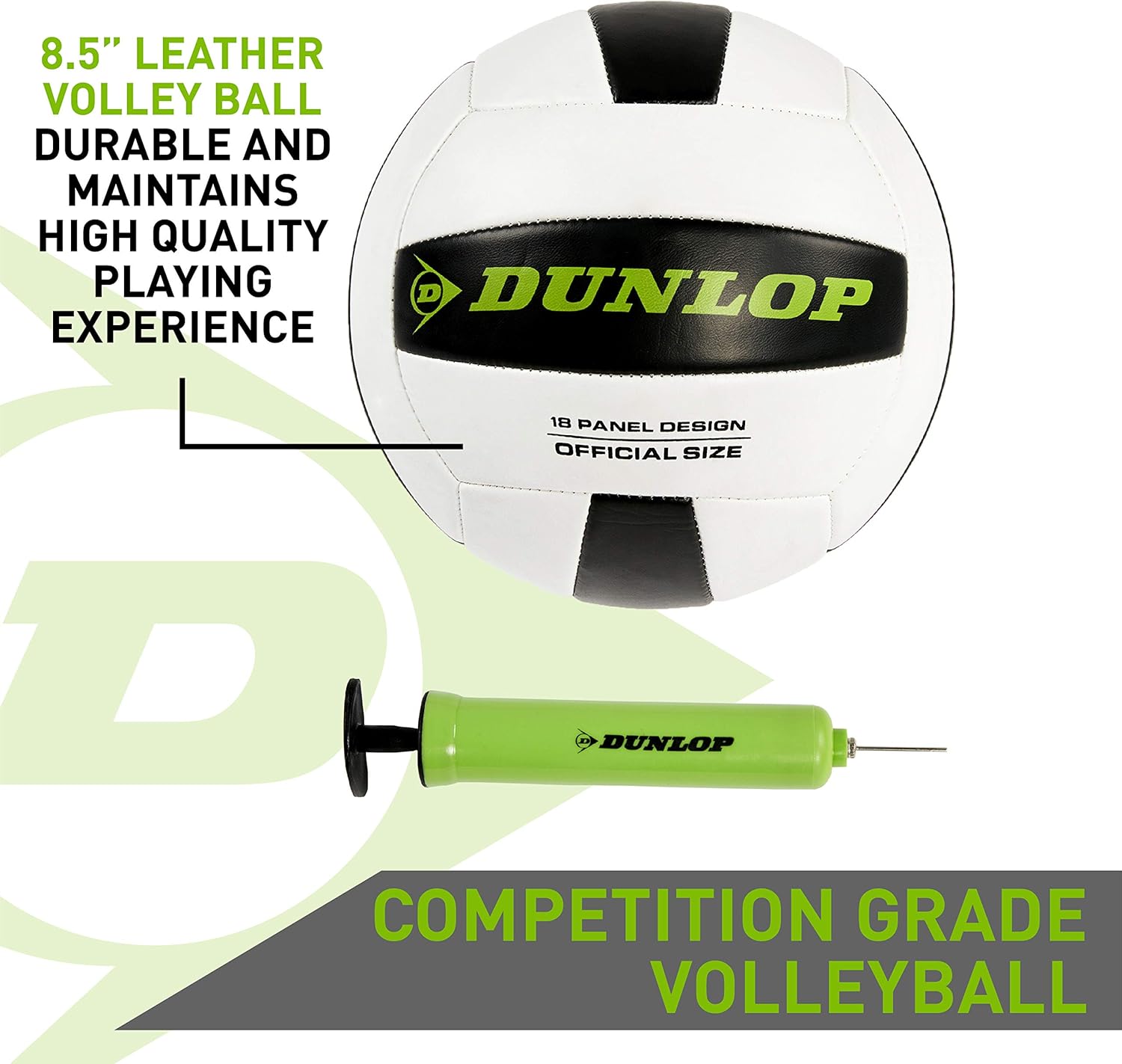 DUNLOP Outdoor Volleyball Badminton Lawn Game: 11-Piece Outdoor Backyard Party Set with Carrying Case, Black/Green : Sports & Outdoors