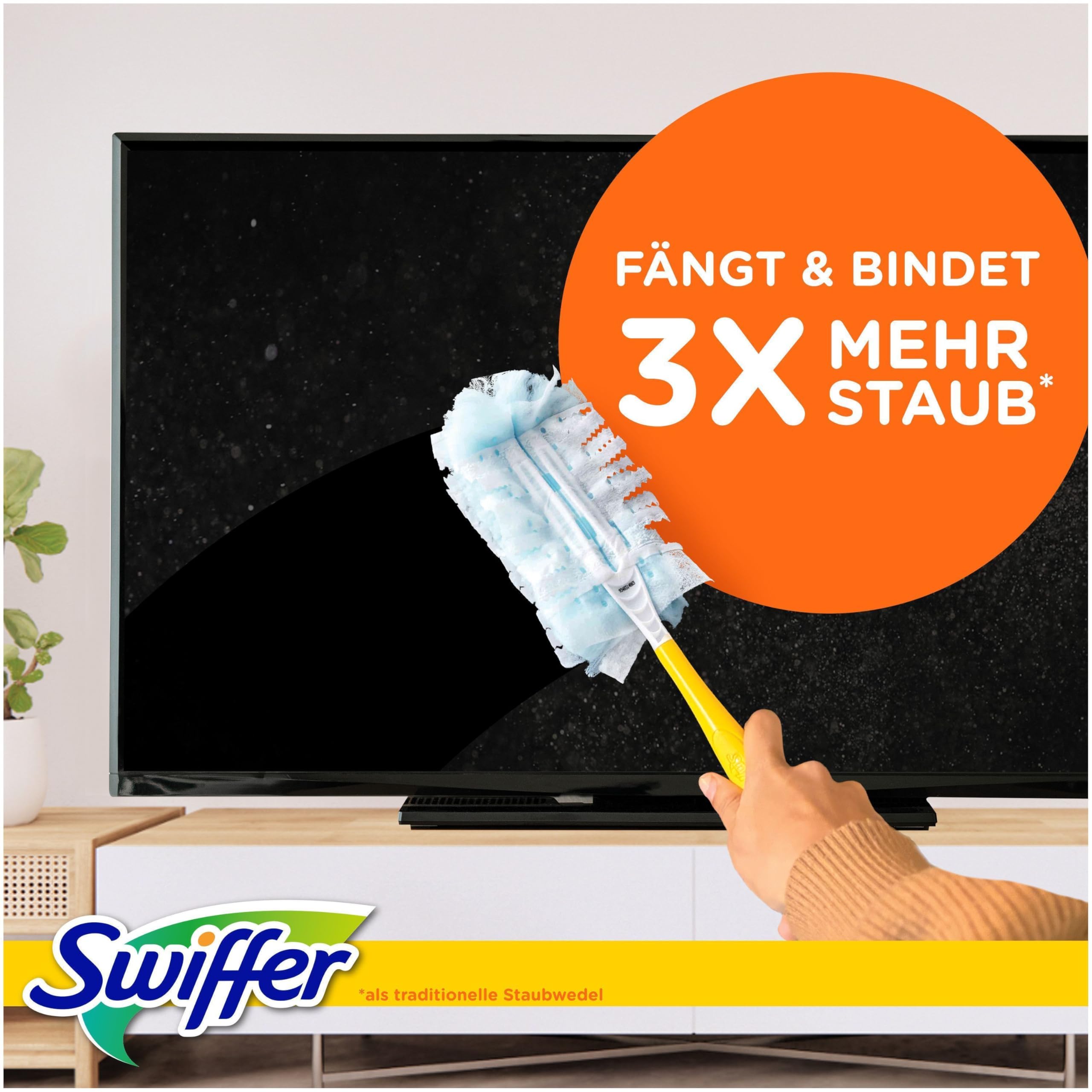 Swiffer Staubmagnet Starter-Set (1 Griff + 7 Nachfülltücher) Fängt Und Schließt 3-mal Mehr Staub Und Haare Ein Als Herkömmliche Staubwedel 3