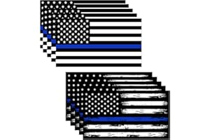 GRIT KULTURE GRITKULTURE 5.1 Inch X 3 Inch Thin Blue Line US Flag Decal Stickers Pack of 10 for Trucks Cars American Flag Black American Flag Back The Blue Decals Car Bumper