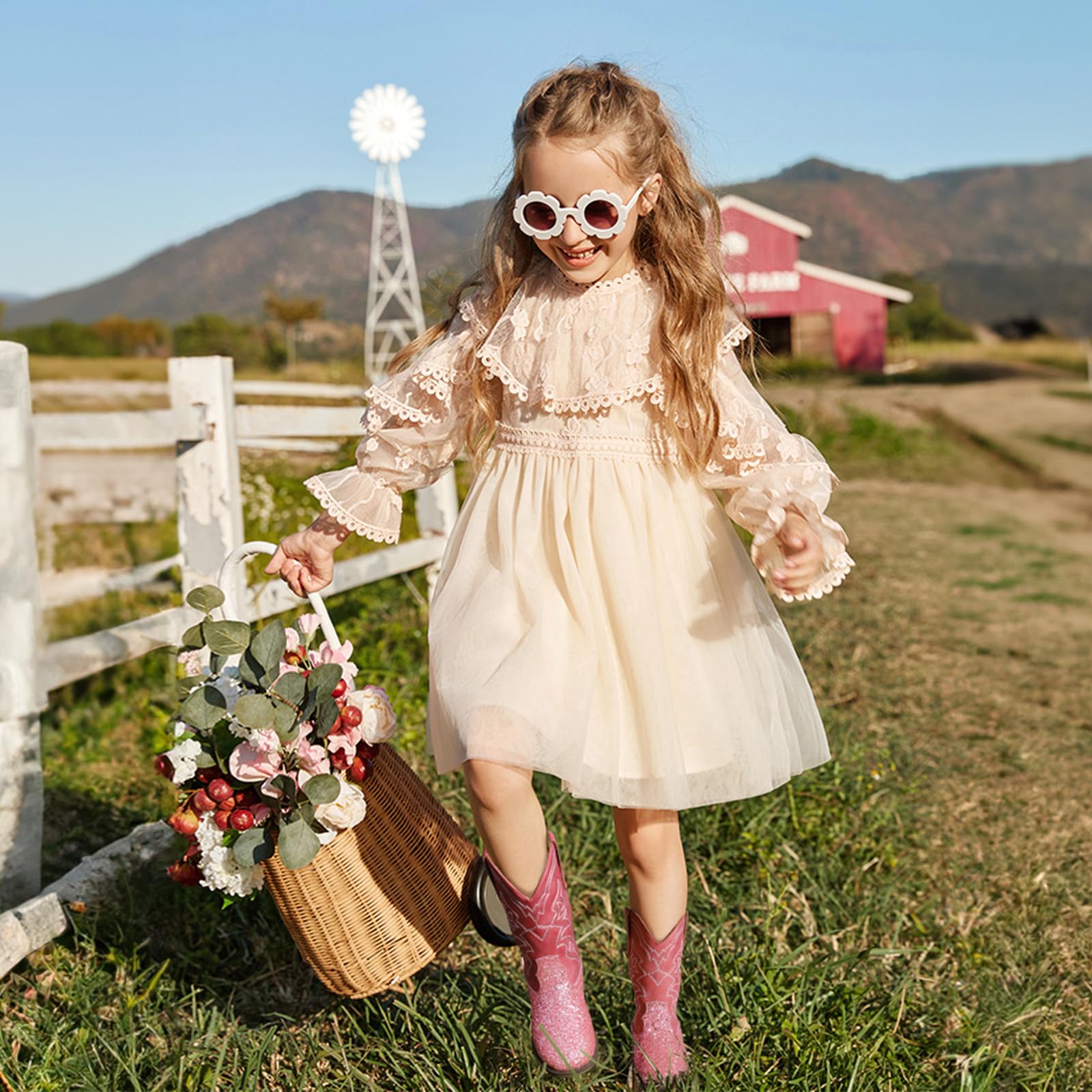 Choiran Toddler Girls Cowboy Boots - Cowgirl Western Boot for Kids Mid Calf Riding Shoes Little Kid/Big Kid