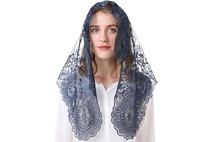 Ammmscaf Spanish Style Traditional Mantilla Embroidery Lace Veils Latin Mass Head Covering Large Size