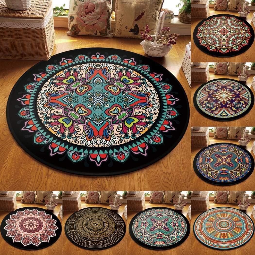 kionme Non-Slip Machine Washable Round Rug Living Room Bedroom Soft Carpet Floor Mat Doormats