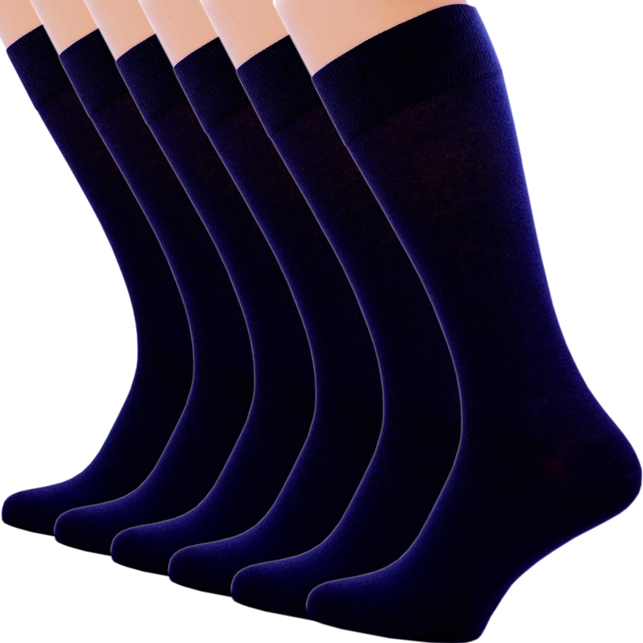 Men's Classic Cotton Solid Dress Socks Comfortable Formal Business Casual Work Trouser Sox 6 Pairs