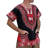 RaanPahMuang Brand Unisex Bright African Black Dashiki Cotton Shirt