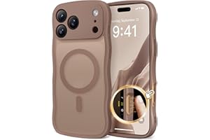 CAPRARO Magnetic for iPhone 17 Pro Max Case for Women Girls, Upgraded [Full Camera Protection] [Compatible with MagSafe] Cute Wave Translucent Matte Phone Case for iPhone 17 Pro Max, Brown