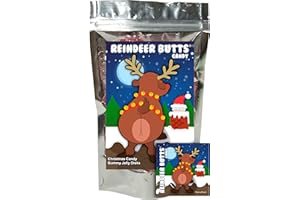JLDESIGNMEDIALLC Reindeer Butts Gummy Cherry Fruit Jelly Disks Funny Unique Christmas Stocking Stuffer Birthday Candy Gag Gift for Teens, Girls, Boys and Kids (5.5 Ounce)