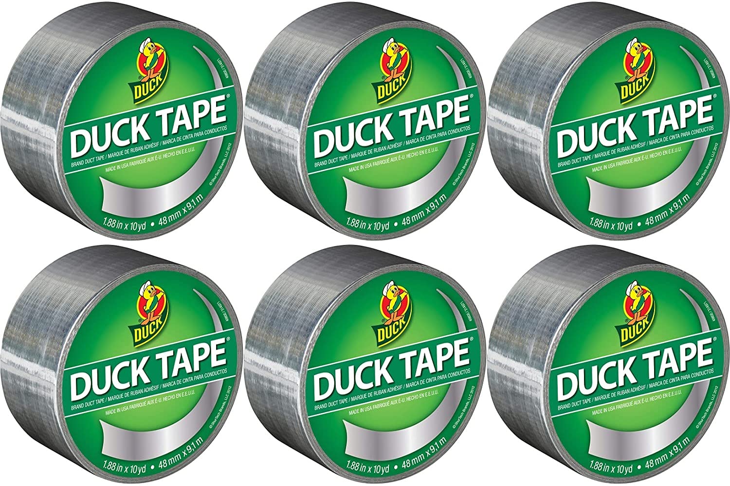 Duck Tape 280621.6 Solid Colours Silver 48mm X 9.1M, Pack of 6