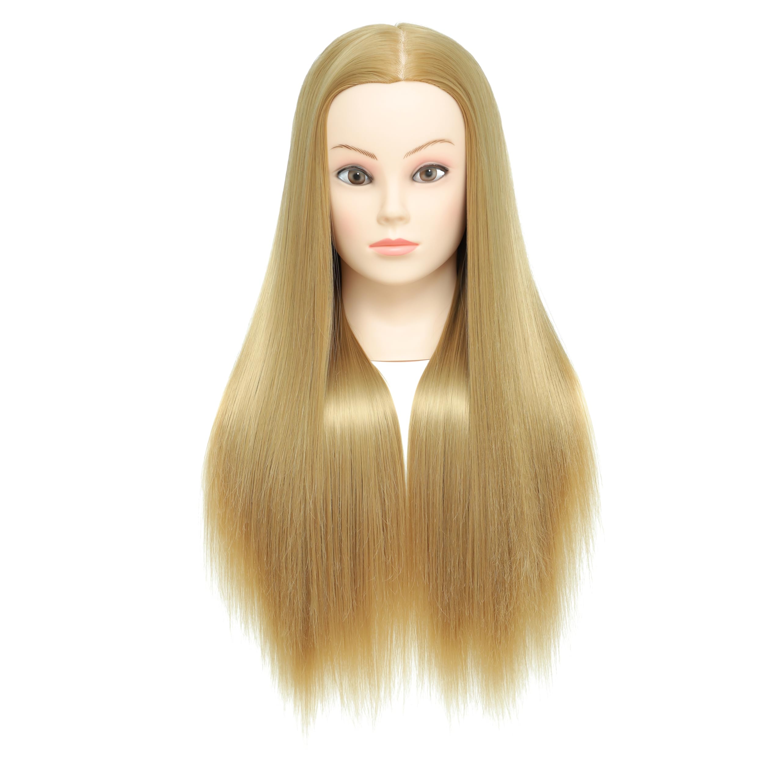 Training Head,26-28 Inch Hairdressing Head 100% Synthetic Fiber Cosmetology Mannequin Head with Free Clamp for Braiding Stying (Gold)