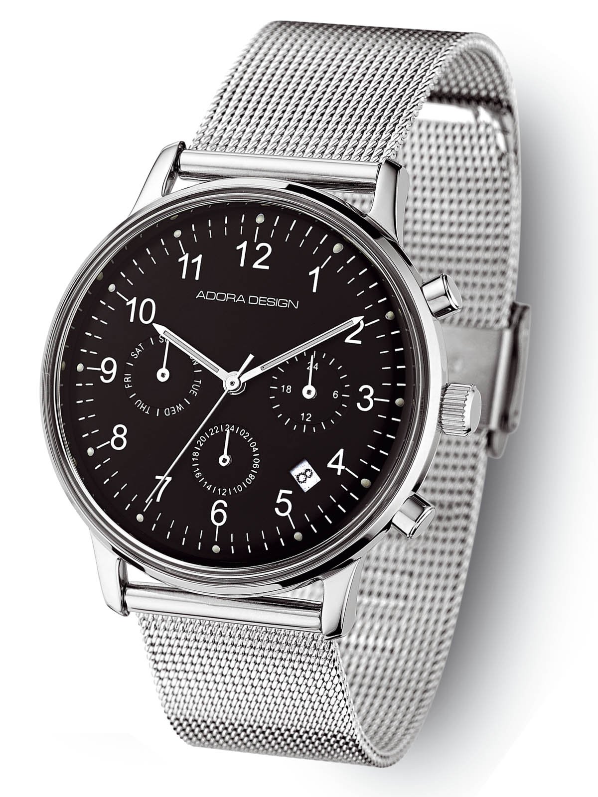 Adora Design Men's Watch with Metal Strap 40 mm Calendar GMT AD8936, Bracelet