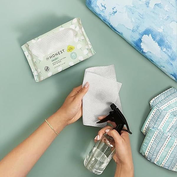THE HONEST COMPANY 100% PURE ORGANIC COTTON DRY WIPES, HYPOALLERGENIC, MULTI-USE, BABY FACIAL CLOTHS, 192 COUNT