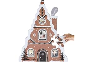 Wee Gallery Gingerbread House Floor Puzzle, Large Shaped Puzzles, 24 Pieces, Winter Holiday Animals, Christmas Decoration, Problem Solving and Learning Activity for Children, Kids, Preschool