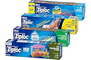 Ziploc® Meal Prep Food Storage Bags, Large Freezer, Produce, Perfect Portions, Marinade, 4 Boxes