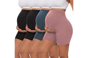 Dalavch 3/4 Pack Women's Maternity Yoga Shorts Over The Belly Pregnancy Biker Workout Active Athletic Pregnant Shorts 5”