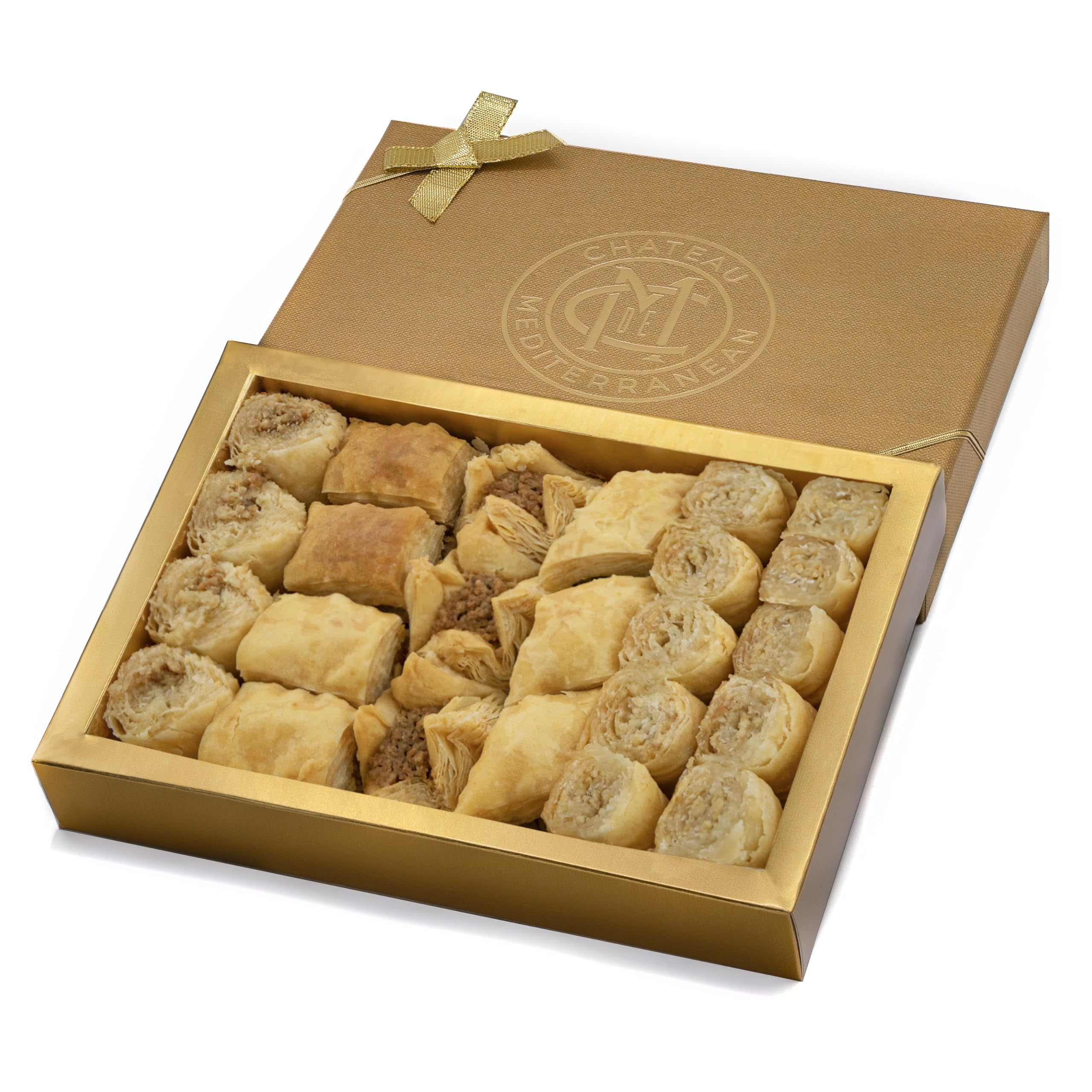 Chateau de Mediterranean Baklava Selection - 300 g | Contains Approx 24 Pieces | Delicious Filo Pastry Filled with Assorted Nuts | Traditional Recipe | Beautiful Presentation Gift Box | Great to Share