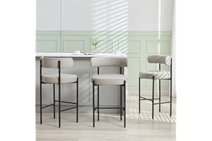 Forsalund Bar Height Stools, 28'' Grey Bar Stools Set of 3, Faux Leather Barstools with Back, Mid-Century Modern Bar Chairs for Kitchen Island, Dining Room