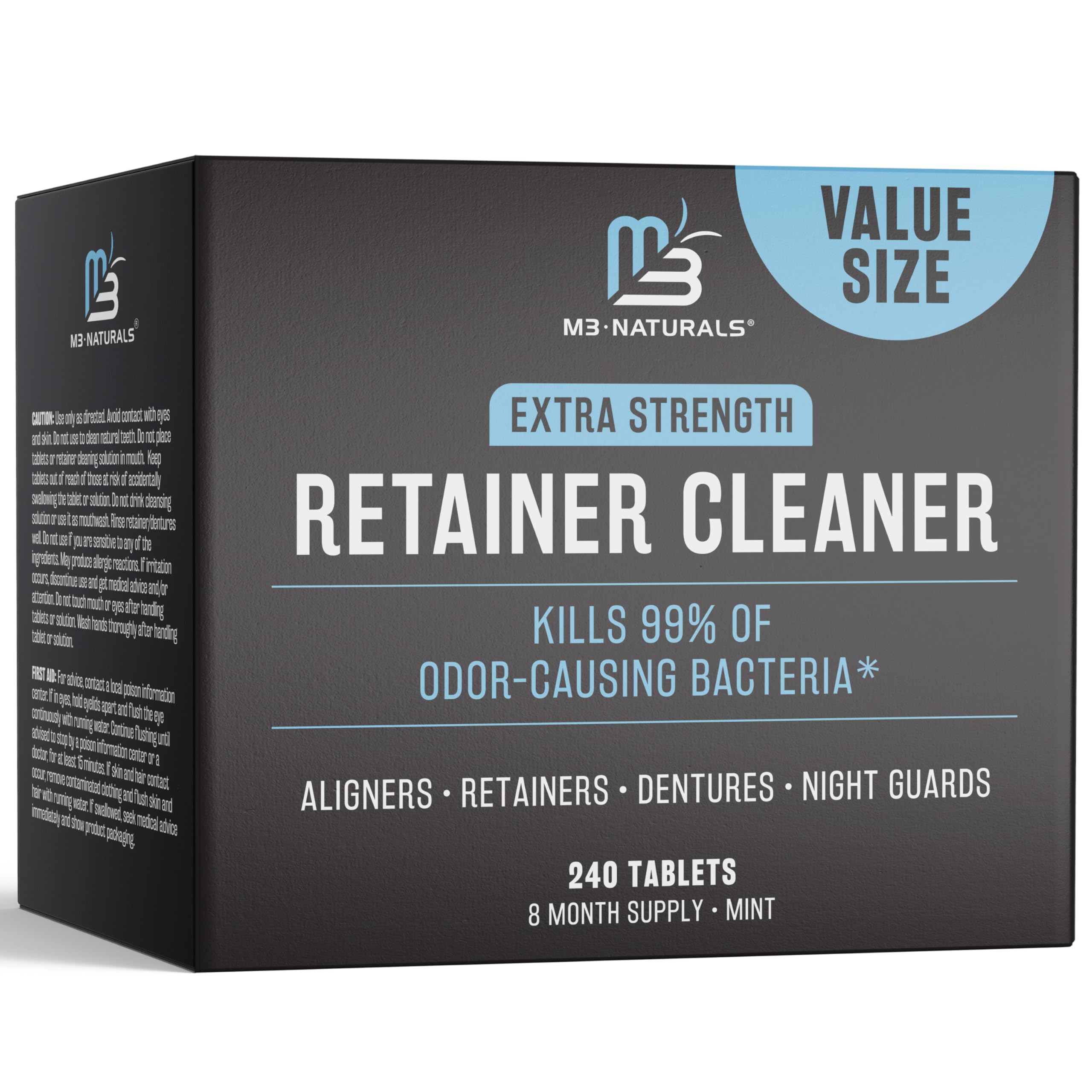 Retainer Cleaner Tablets, Denture Cleaner, Mint, 8 Month Supply by M3