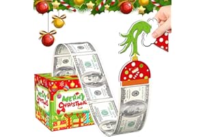 AFZMON Christmas Money Box for Cash Gift, Xmas Surprise Money Holders with Pull Out Card and 50Pcs Transparent Bags Fun Holiday Cash Box for Kids Adults