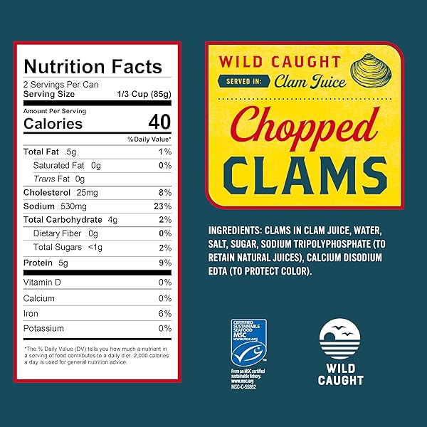 SNOW’S WILD CAUGHT CHOPPED CLAMS CANNED, 6.5 OZ CAN (PACK OF 12) – 5G PROTEIN PER SERVING – KETO FRIENDLY, 99% FAT FREE