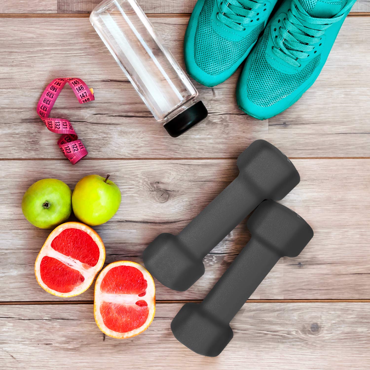 Fitness Republic Neoprene Dumbbell Set of 2, Non-Slip, Hex Shape, Free weights set for Muscle Toning, Strength Building, Weight Loss - Portable Weights for Home Gym Hand Weight